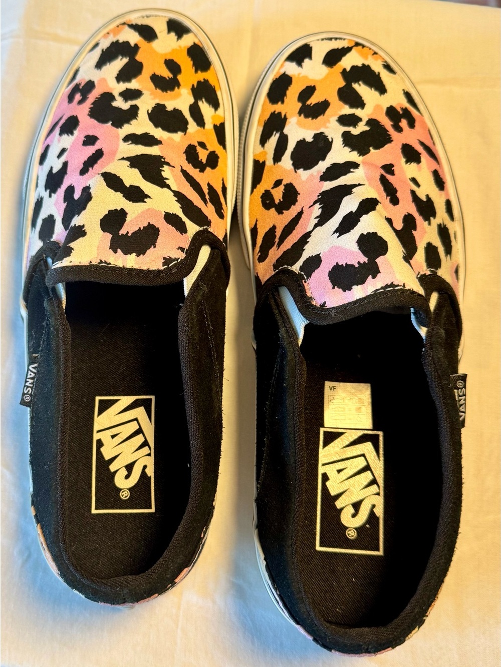 Vans  Slip-On Leopard Print Sneakers in Pink, Orange & Black